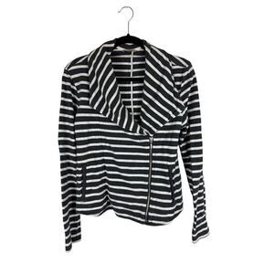 Gap grey / white strip moto knit jacket- size xs